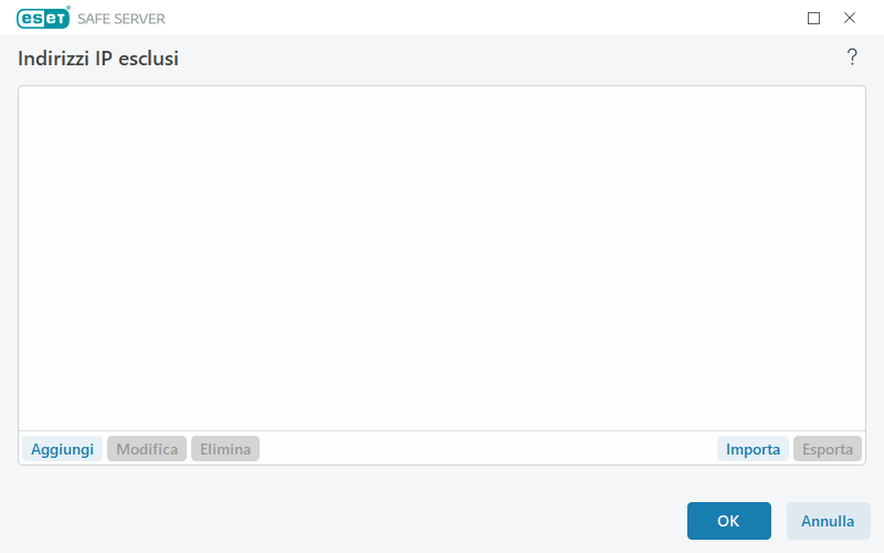 Indirizzi IP esclusi Indirizzi IP esclusi