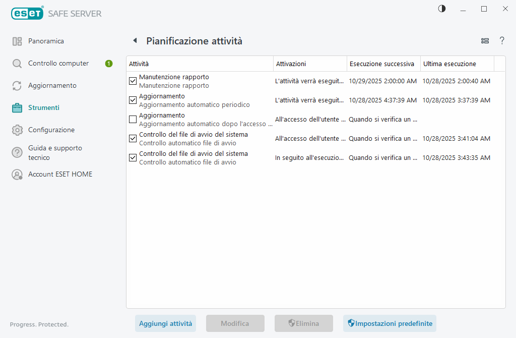 Pianificazione attività Pianificazione attività