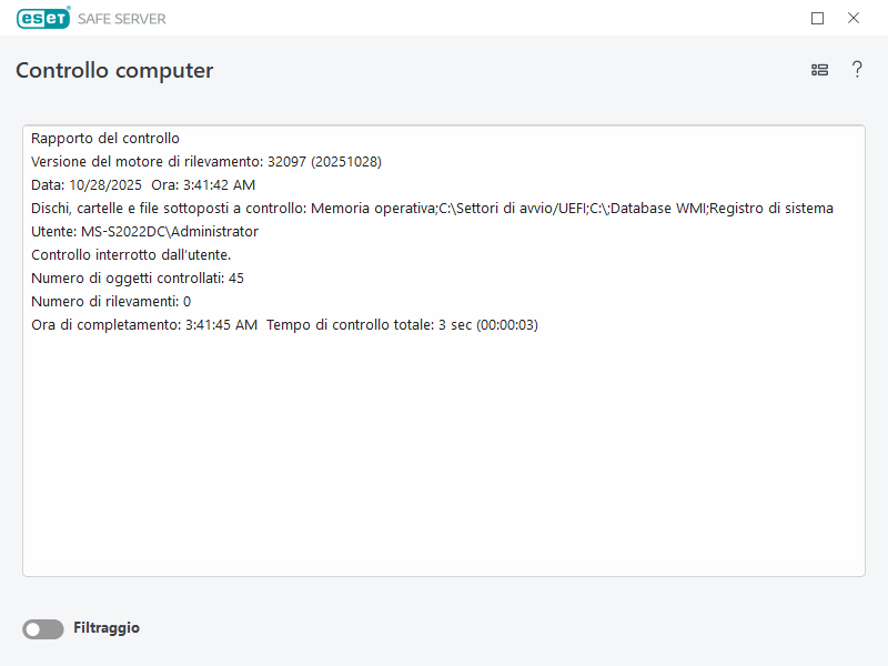 Rapporto scansioni computer