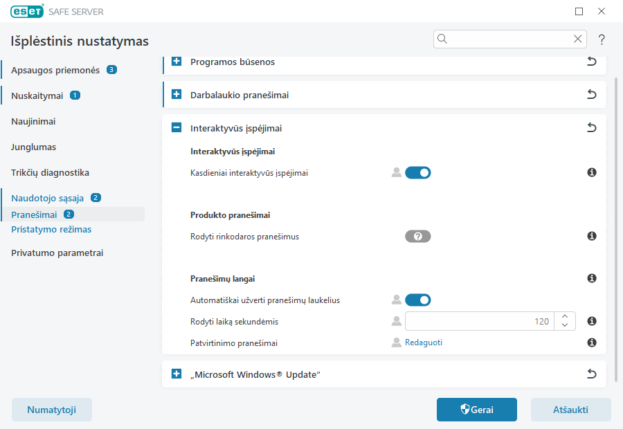Interaktyvūs įspėjimai