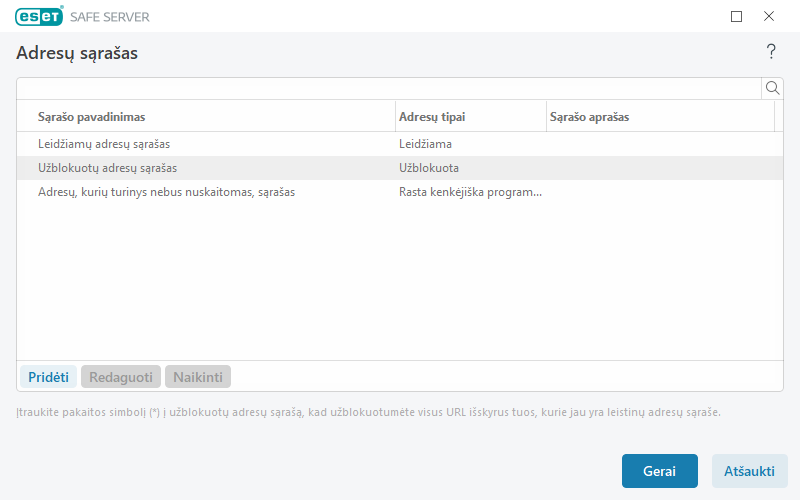 URL adresų sąrašo tvarkymas