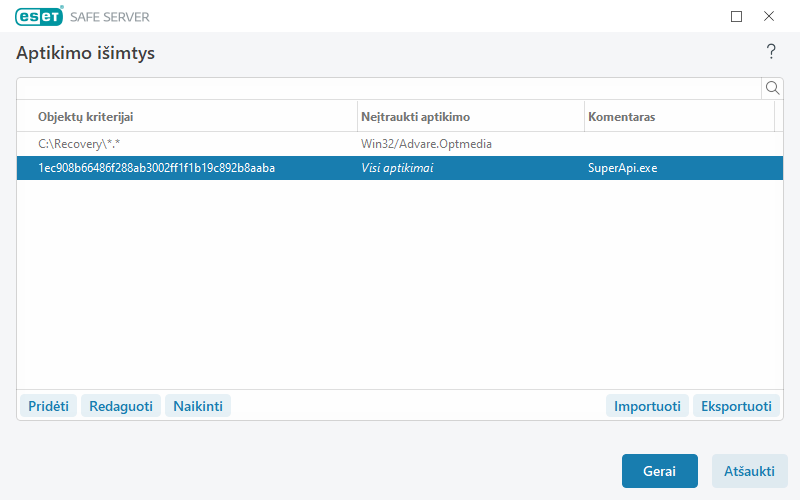 Redaguoti išimtį Redaguoti išimtį