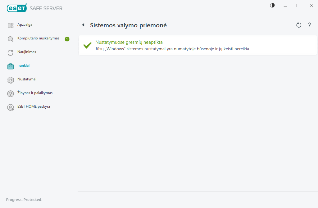 Iš naujo nustatyti sistemos nustatymus