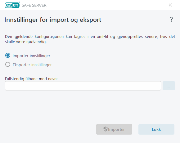 Importer og eksporter innstillinger