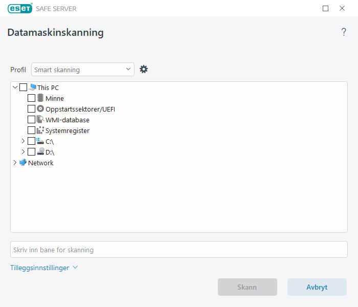 Egendefinert skanning Egendefinert skanning