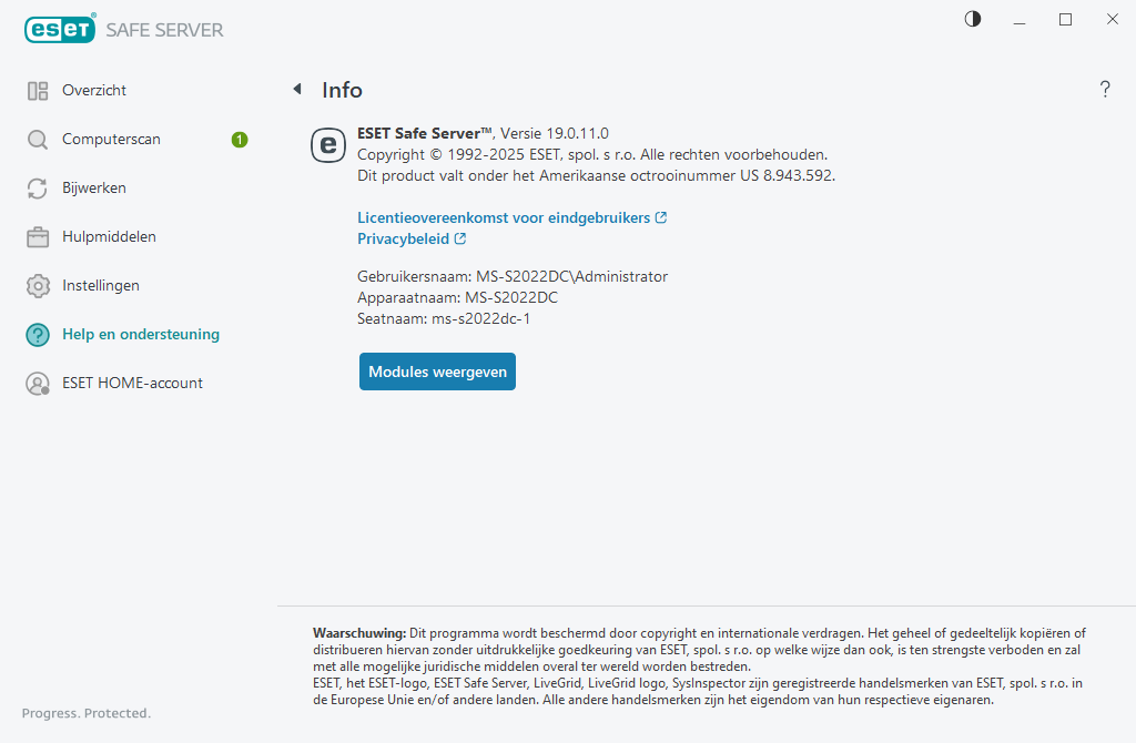 Details over de geïnstalleerde versie Details over de geïnstalleerde versie