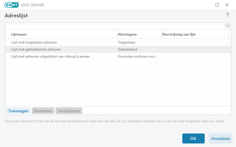 Beheer van URL-lijsten Beheer van URL-lijsten