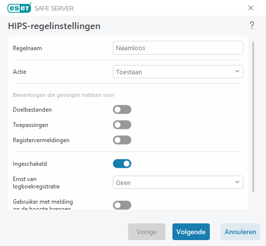 HIPS-regelinstellingen