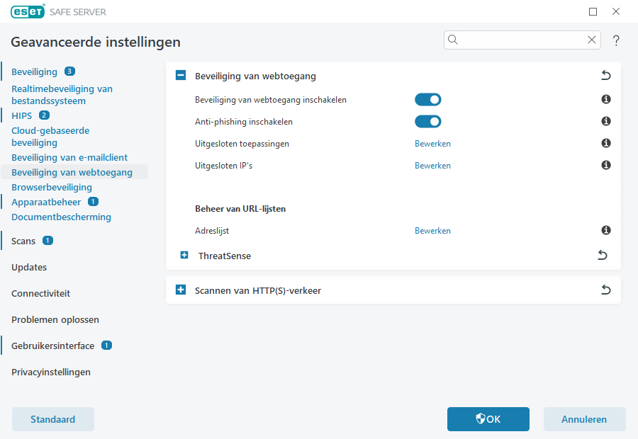 Beveiliging van webtoegang Beveiliging van webtoegang