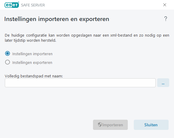 Instellingen importeren en exporteren