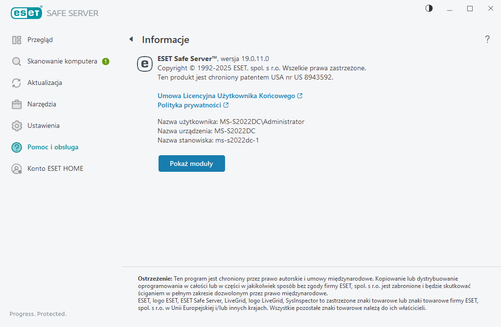 Szczegóły dotyczące zainstalowanej wersji Szczegóły dotyczące zainstalowanej wersji