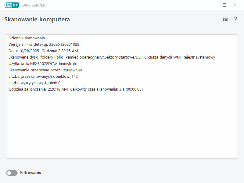 Dziennik skanowania komputera Dziennik skanowania komputera