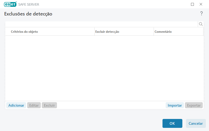 Detecções excluídas