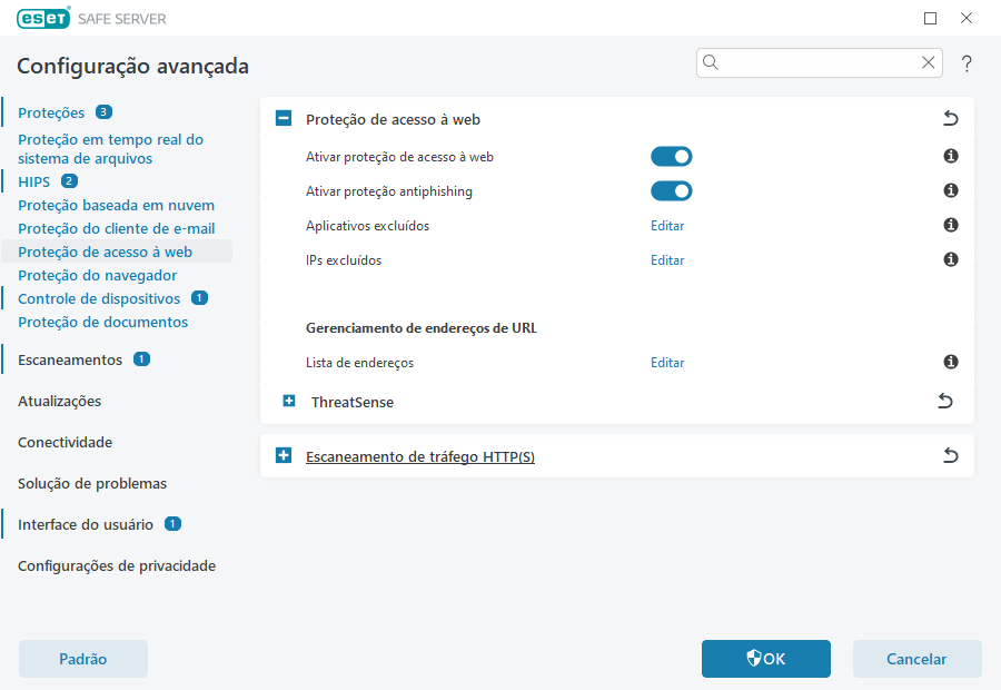 Proteção do acesso à Web