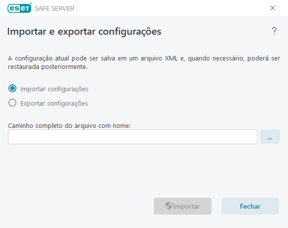Importar e exportar configurações