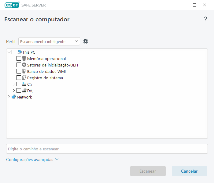 Escaneamento personalizado