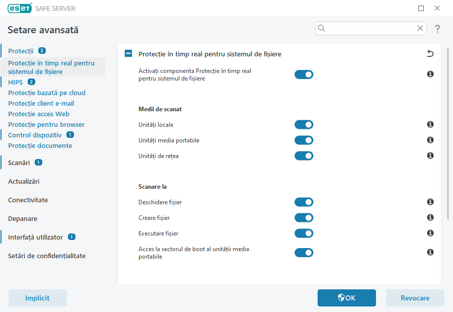 Protecție în timp real pentru sistemul de fișiere