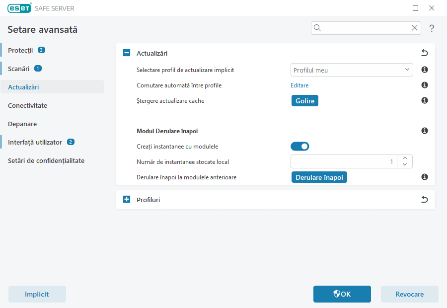 Opțiuni pentru actualizări suplimentare