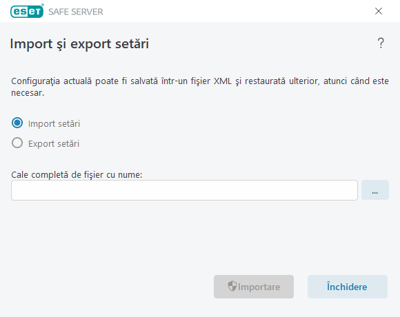 Importarea și exportarea setărilor Importarea și exportarea setărilor