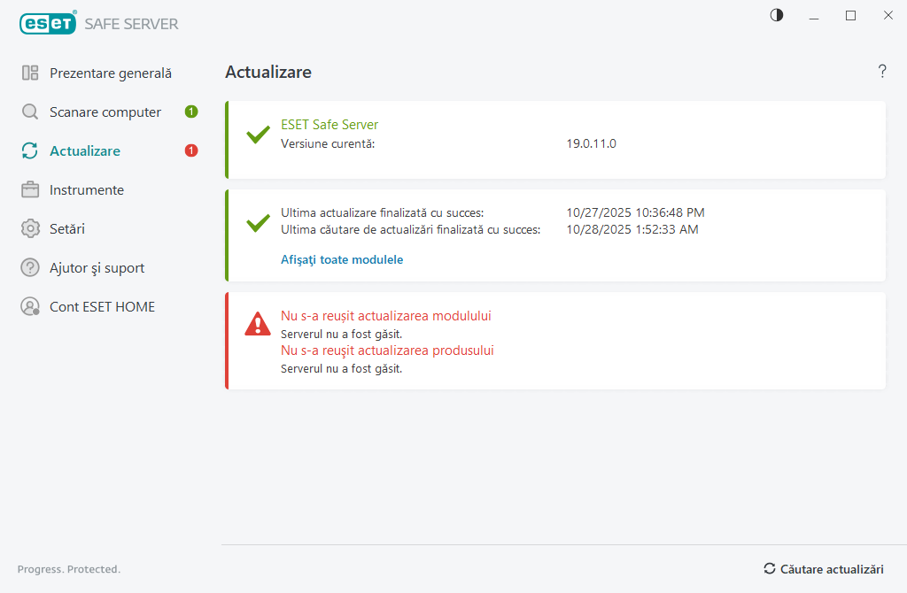 Nu s-a reușit actualizarea modulului Nu s-a reușit actualizarea modulului
