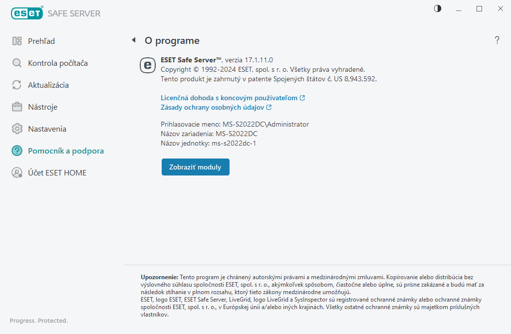 Podrobnosti o&nbsp;nainštalovanej verzii
