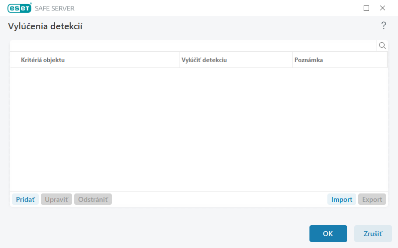 Vylúčené detekcie Vylúčené detekcie
