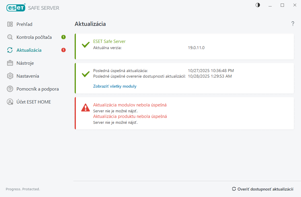 Aktualizácia modulov nebola úspešná Aktualizácia modulov nebola úspešná