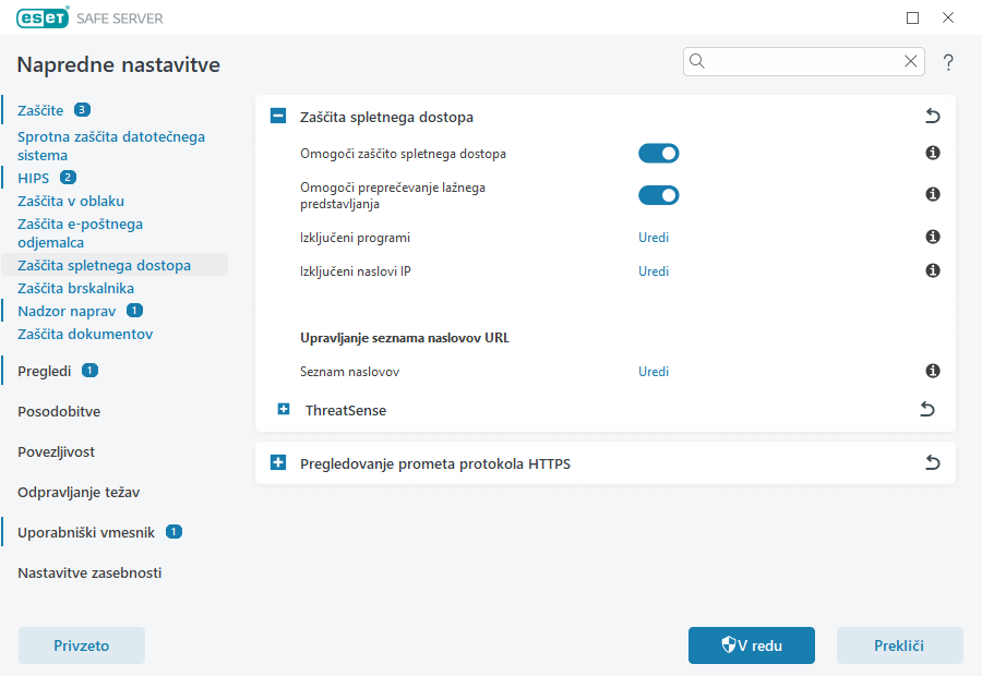 Zaščita spletnega dostopa Zaščita spletnega dostopa