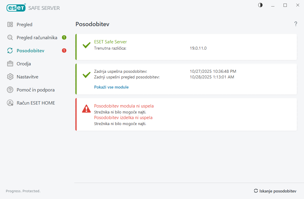 Posodobitev modula ni uspela Posodobitev modula ni uspela