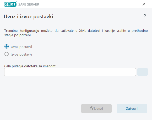 Uvoz i izvoz postavki Uvoz i izvoz postavki