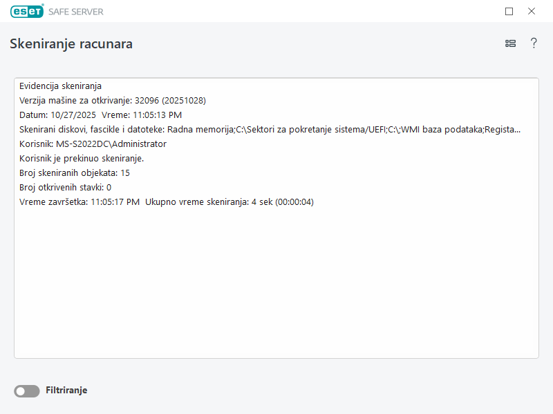 Evidencija skeniranja računara Evidencija skeniranja računara