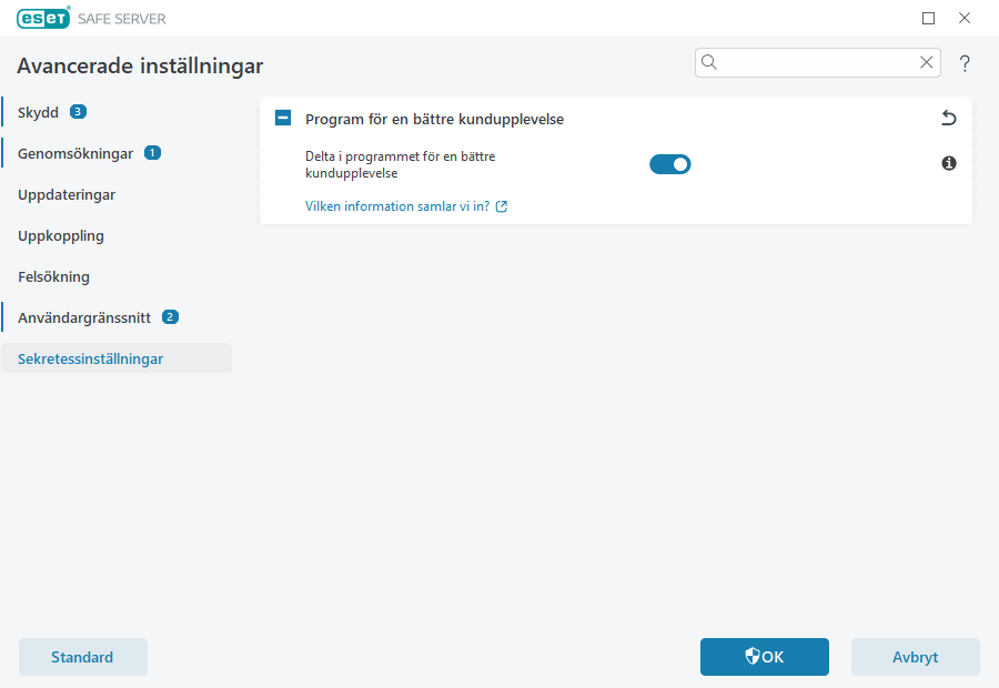 Sekretessinställningar