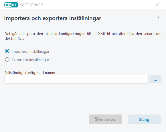 Importera och exportera inställningar
