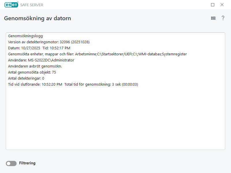 Logg för genomsökning av datorn
