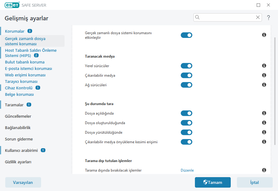 Gerçek zamanlı dosya sistemi koruması Gerçek zamanlı dosya sistemi koruması
