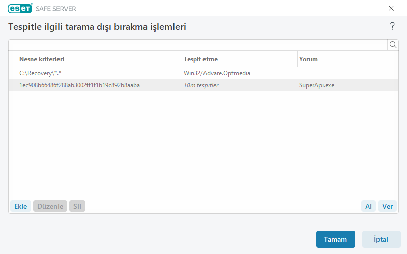 Performansla ilgili tarama dışı bırakma işlemleri Performansla ilgili tarama dışı bırakma işlemleri
