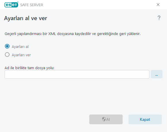 Ayarları al ve ver Ayarları al ve ver