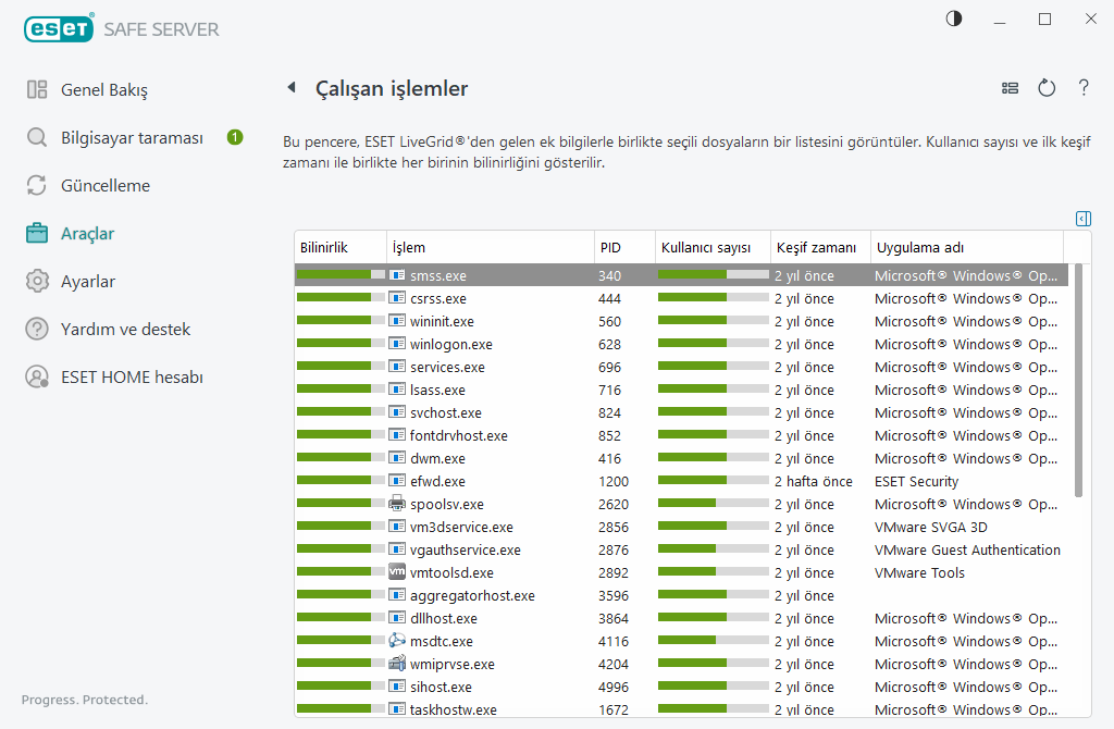 Çalışan işlemler
