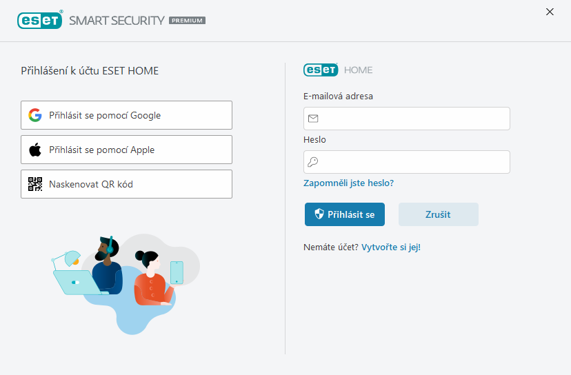 Přihlášení do ESET HOME Přihlášení do ESET HOME