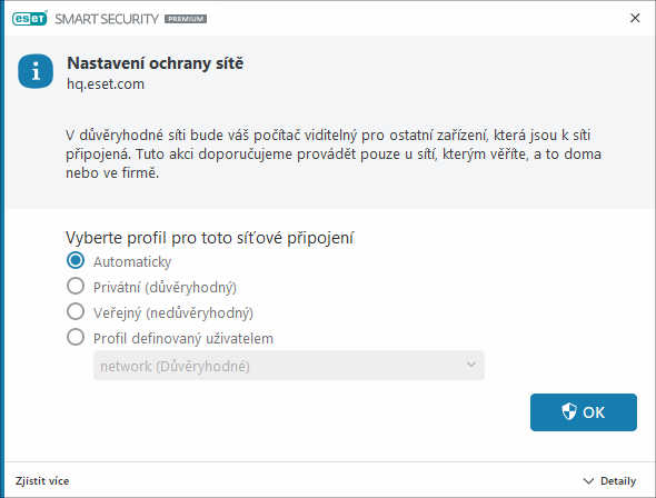 Nastavení ochrany sítě Nastavení ochrany sítě