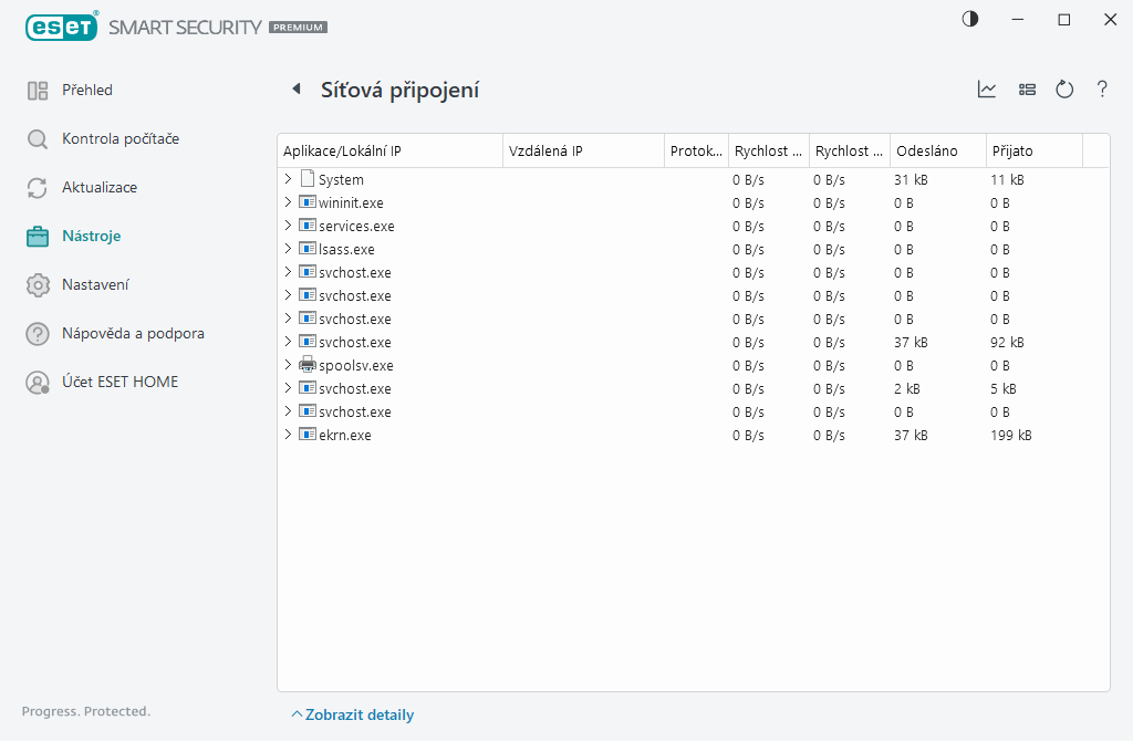 Síťová spojení Síťová spojení