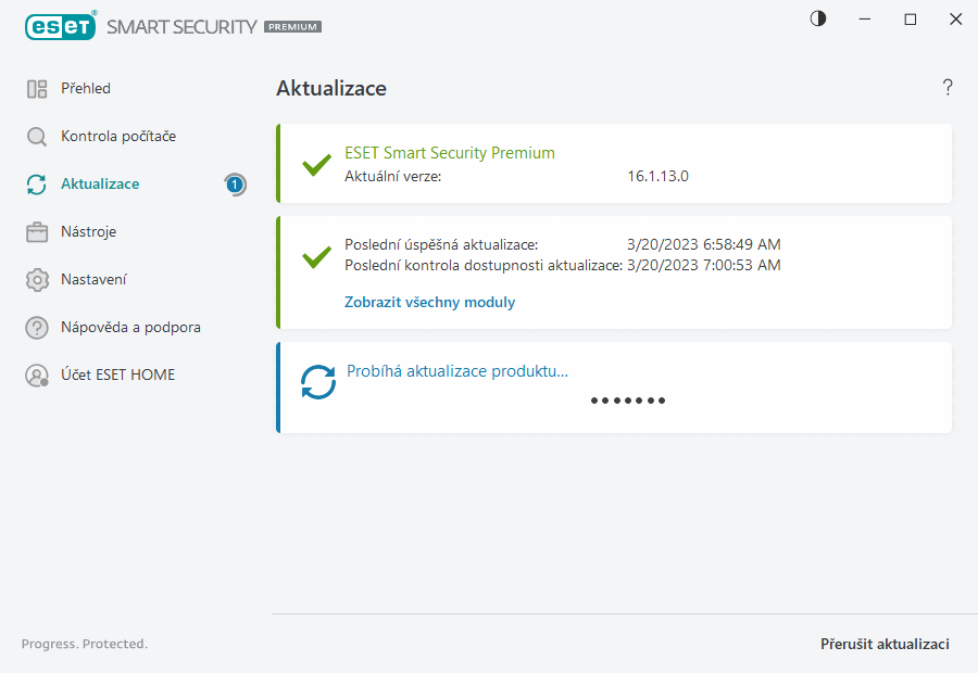 Průběh stahování