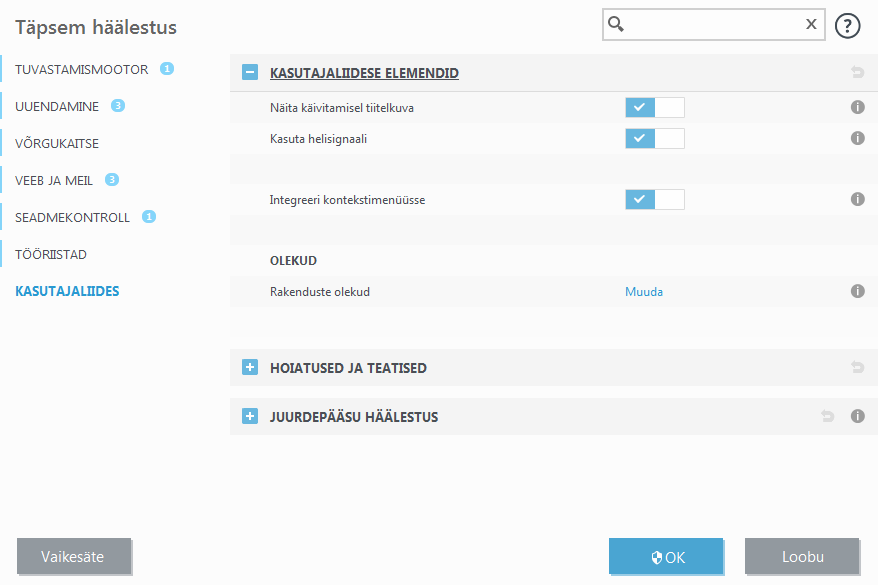 Kasutajaliidese elemendid Kasutajaliidese elemendid