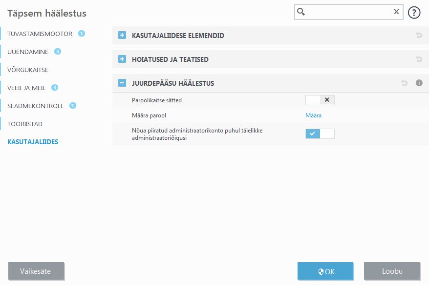 Juurdepääsu häälestus Juurdepääsu häälestus