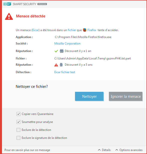 Menace détectée