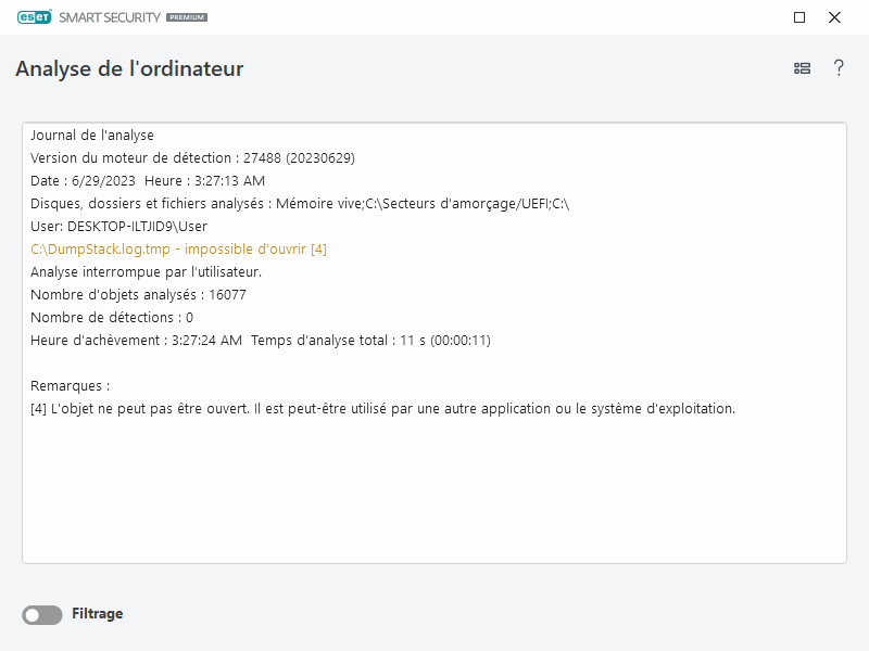 Journal de l'analyse de l'ordinateur
