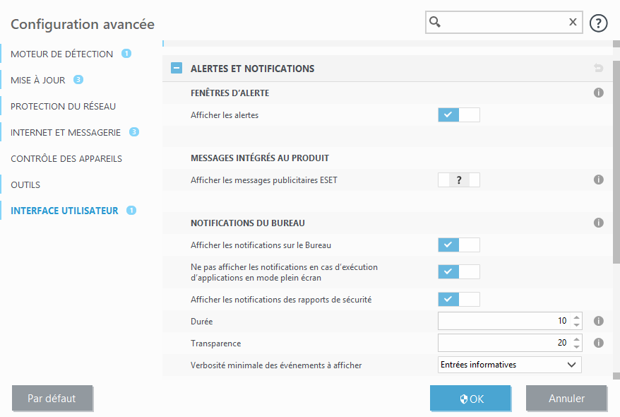 Alertes interactives