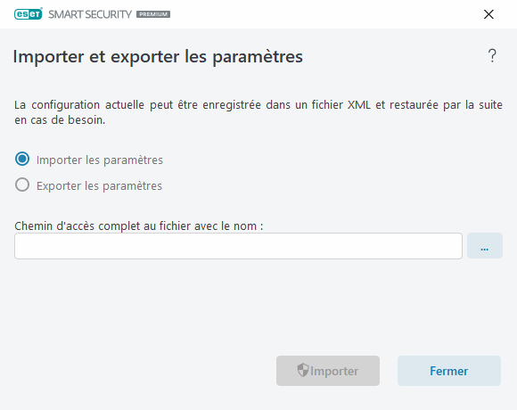 Importer et exporter les paramètres Importer et exporter les paramètres