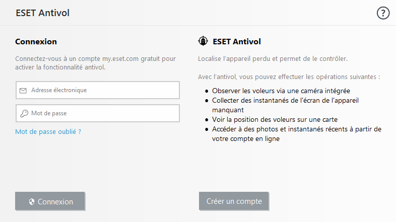 Connexion à ESET HOME
