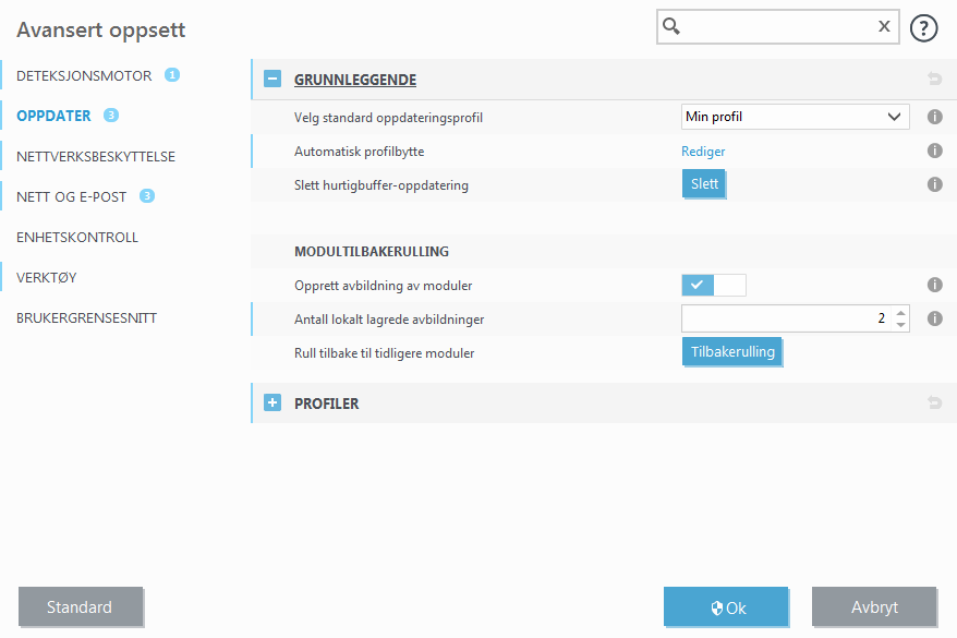 Alternativ for ytterligere oppdatering&nbsp;